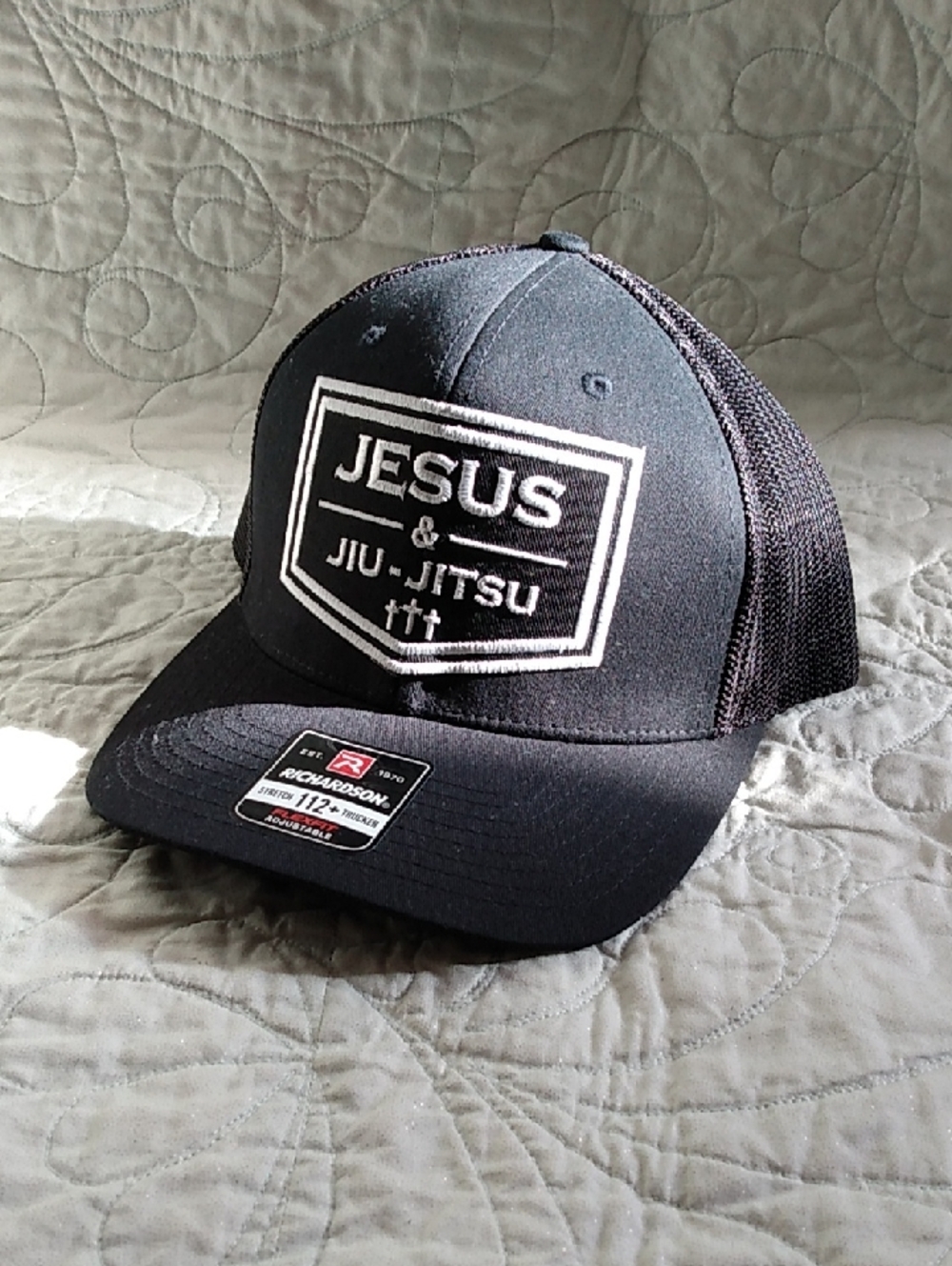 NWT Black Jesus + Jiu Jitsu Adjustable Trucker Style Ballcap Hat